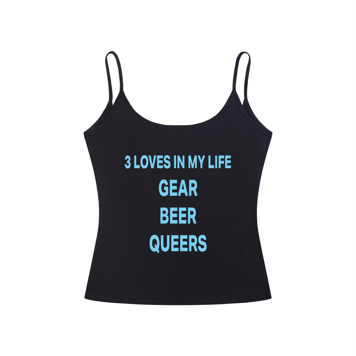 3 LOVES IN MY LIFE GEAR BEER QUEERS Light Blue - Women’s Slim Fit Open-Back Tank Top