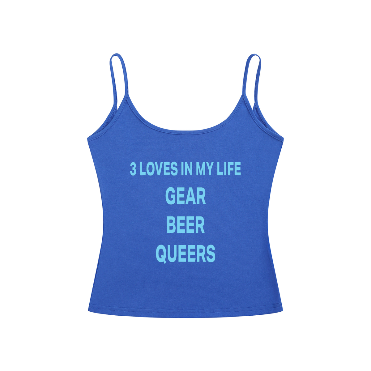 3 LOVES IN MY LIFE GEAR BEER QUEERS Light Blue - Women’s Slim Fit Open-Back Tank Top