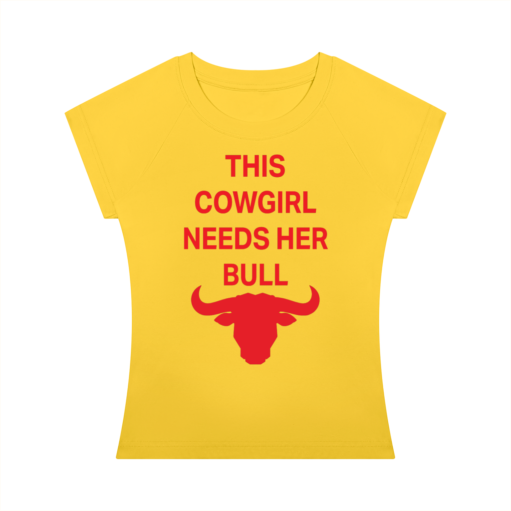 THIS COWGIRL NEEDS HER BULL Red - Women’s Slim Raglan T-Shirt