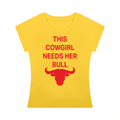 THIS COWGIRL NEEDS HER BULL Red - Women’s Slim Raglan T-Shirt