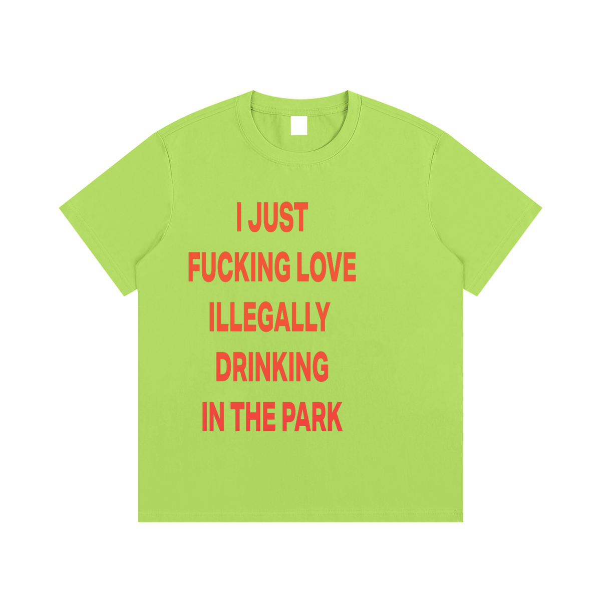 I JUST FUCKING LOVE ILLEGALLY  DRINKING IN THE PARK Lemon Green/Red - UNISEX Essential Cotton T-Shirt