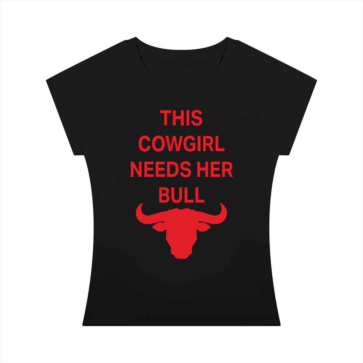 THIS COWGIRL NEEDS HER BULL Red - Women’s Slim Raglan T-Shirt