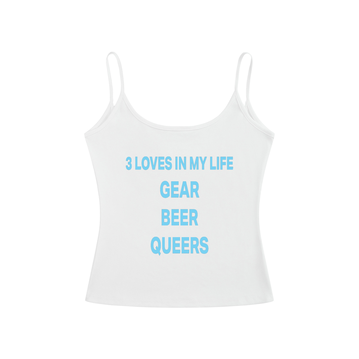 3 LOVES IN MY LIFE GEAR BEER QUEERS Light Blue - Women’s Slim Fit Open-Back Tank Top